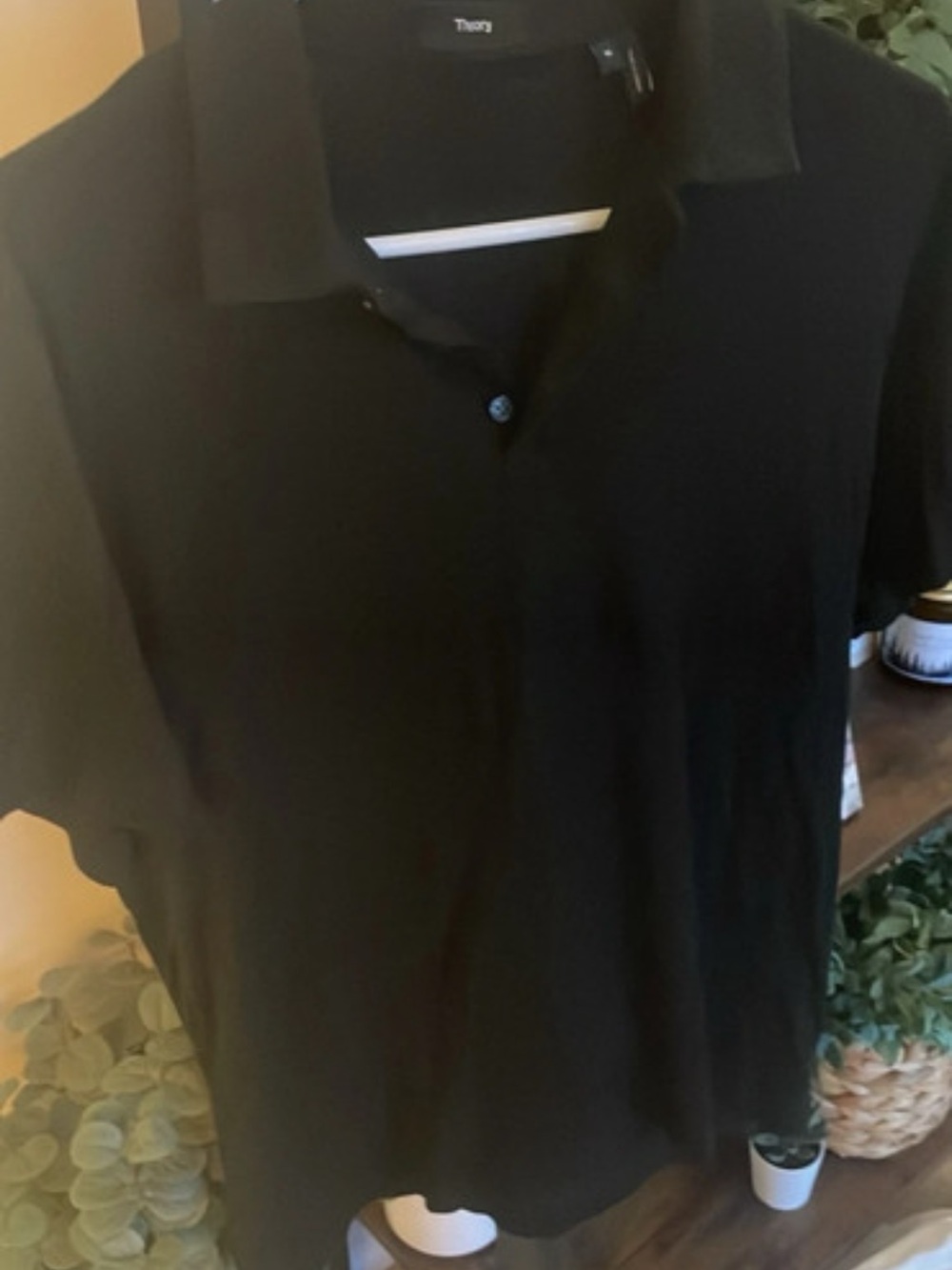 Theory Black Men's Polo Shirt with Classic Collar